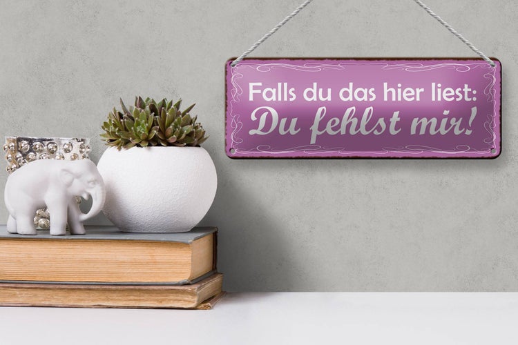 Blechschild Spruch 27x10cm falls du das liest Du fehlst mir Dekoration