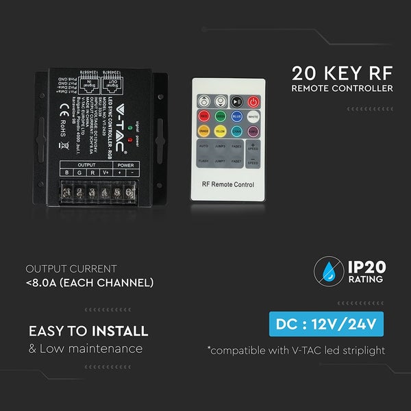 V-TAC LED Sync Controller mit 20 Tasten RF Fernbedienung