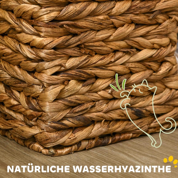 PawHut Kratztonne, 40L x 31B x 76H cm, Wasserhyazinthe, Stahl, Braun