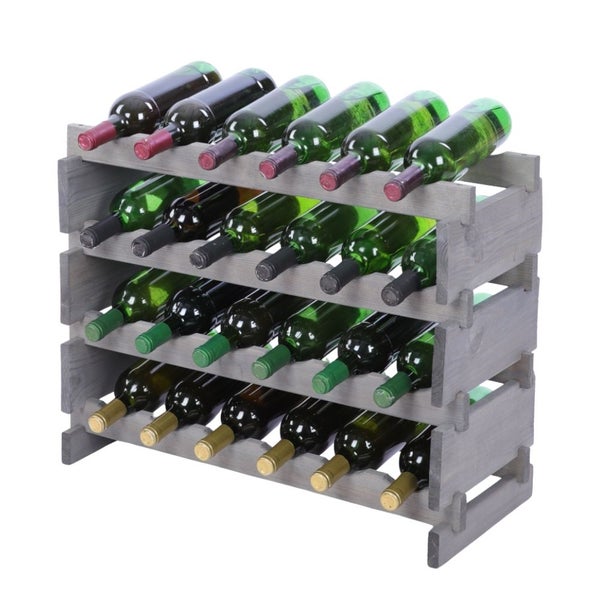 Weinregal VINOTECA FLEX PRO HxBxT 51x65x28cm 24 Flaschen auf 4 Ebenen Massives Kiefernholz Grau