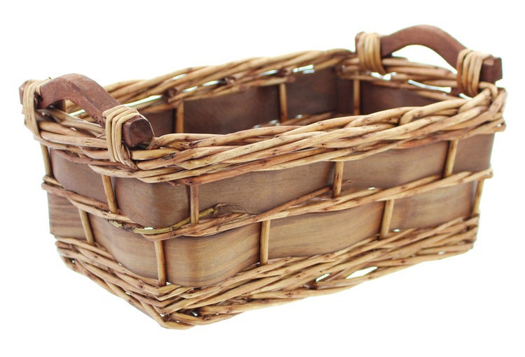 FRANK FLECHTWAREN | Füllkorb Spanstreifen, klein, WEIDE, 32 x 21 x 12 cm