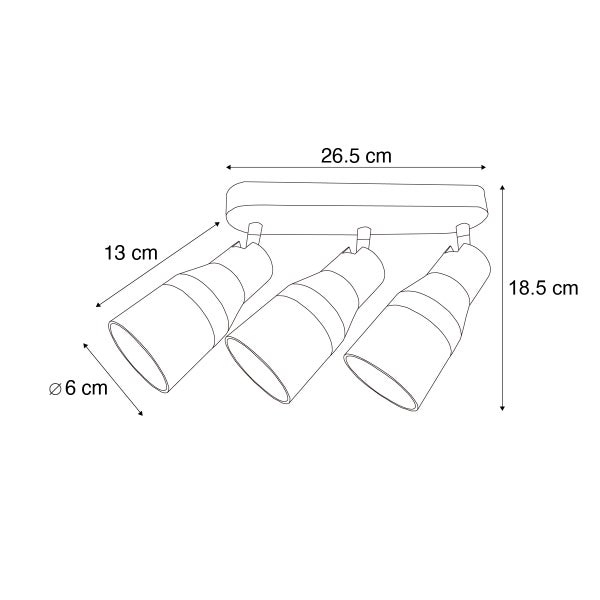 Runde Deckenleuchte Gunmetal GU10 50mm 3-flammig - Stanley