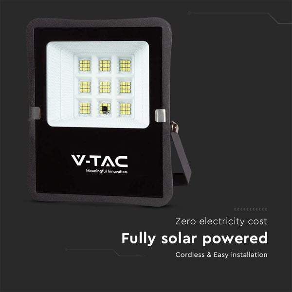 V-TAC VT-55050 - Solar-Flutlicht - IP65 - Schwarzes Gehäuse - 400 Lumen - 6400K