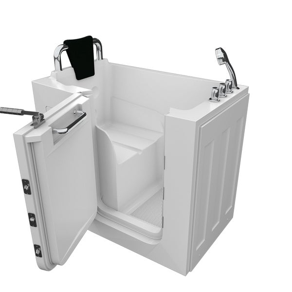 Begehbare Badewanne mit offener Tür, Sitz und Haltegriff