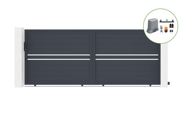 Schiebetor 4m CIMONE H.160cm Aluminium + TANKER C600 Motorisierung