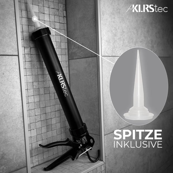 KLRStec PRO XL 600ml Kartuschenpresse aus Metall - Geschlossene Profi 4K Beutel Kartuschenpistole für alle gängigen 310-600ml Dicht- und Klebstoffkartuschen (Silikon, Acryl, Lehm etc.) mit Zubehör