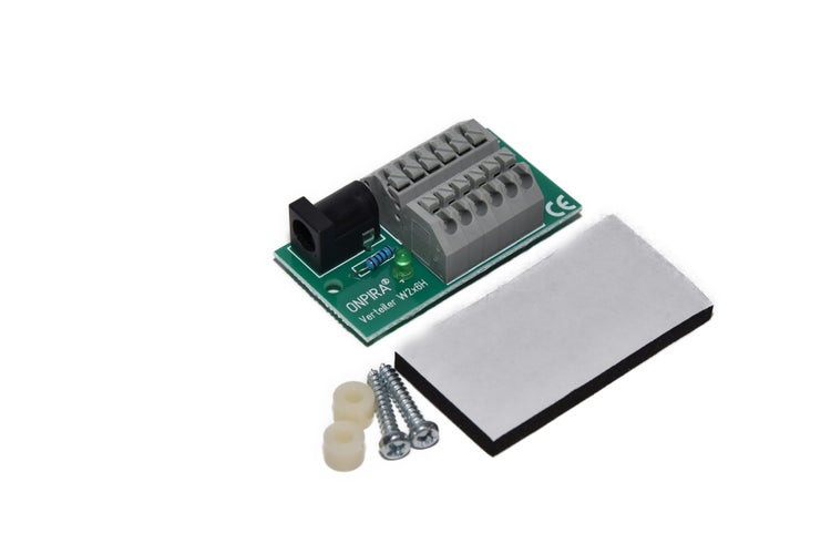 ONPIRA Verteiler W2x6H Modul mit Anschlussbuchse Klebestreifen und Befestigungsschrauben