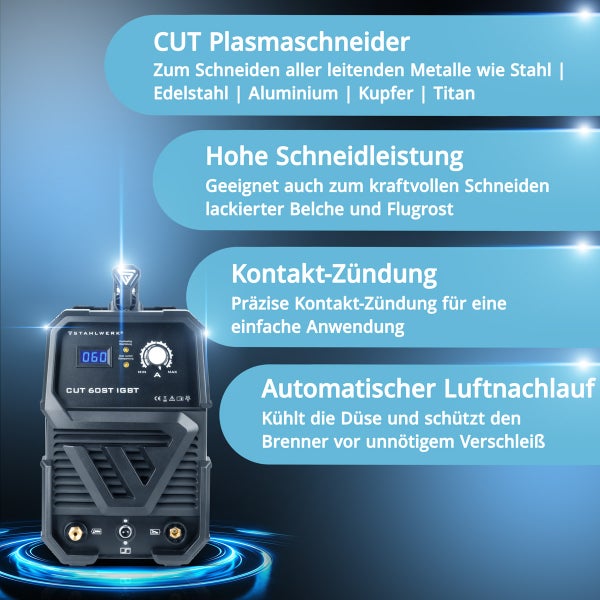 STAHLWERK Plasmaschneider CUT 60 ST IGBT Vollausstattung mit 60 Ampere
