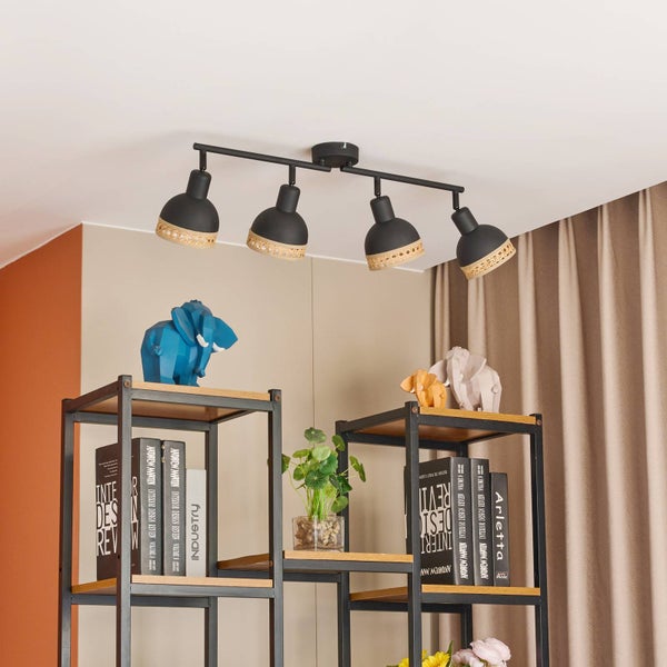 Lindby Strahler Lonnaris (Retro, Vintage Antik) in Schwarz aus Metall (4 flammig E14) - Deckenlampe Deckenleuchte Lampe Spot Wohnzimmerleuchte
