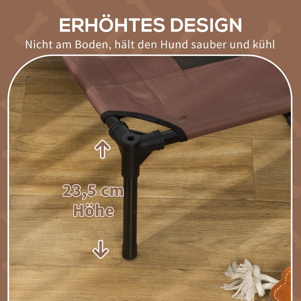 PawHut Hundebett, L122 x B92 x H108 cm, Metall, Oxford, Netzstoff, Taftstoff, Kaffee+Schwarz