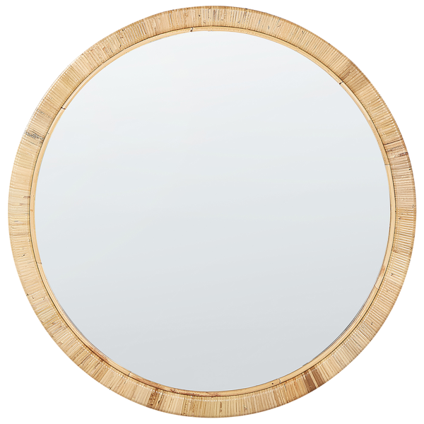 Runder Spiegel mit Rahmen aus Naturmaterial