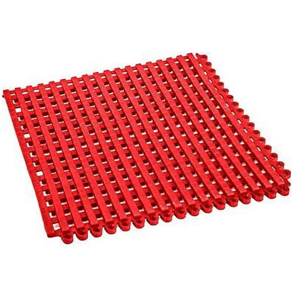 Quadratische, gitterförmige Bodenmatte aus Kunststoff als rutschfeste Auflage für Nassbereiche und Duschböden.