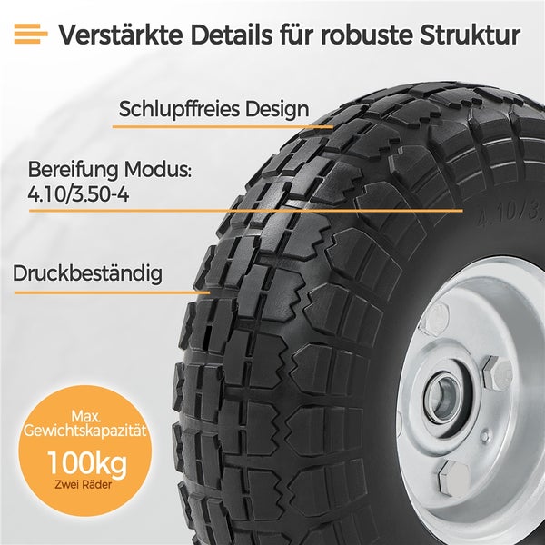 Rad mit Reifenprofil und einer maximalen Gewichtskapazität von 100 Kilogramm für zwei Räder