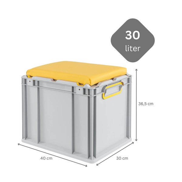 PROREGAL SparSet 4 x Eurobox NextGen Seat Box Gelb HxBxT 36,5 x 30 x 40 cm 30 Liter Griffe Geschlossen Eurobehälter Sitzbox Transportbox
