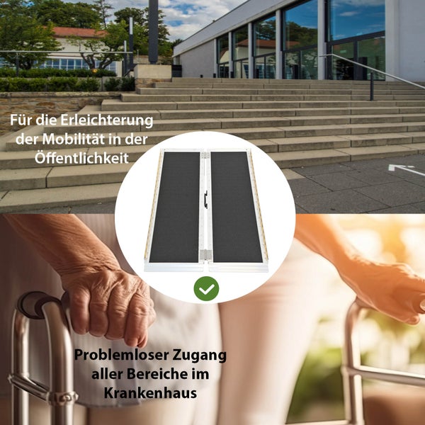 Zusammenklappbare Rollstuhlrampe zur Mobilitätserleichterung in der Öffentlichkeit