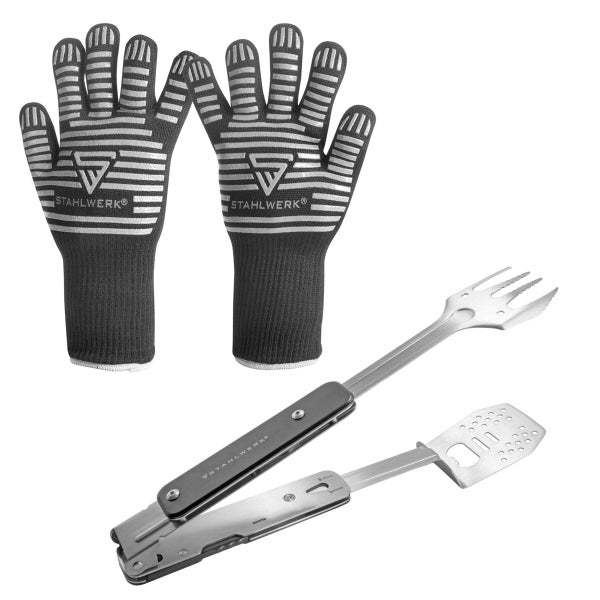 STAHLWERK Grill-Set mit 4-in-1 BBQ Multitool-Grillbesteck