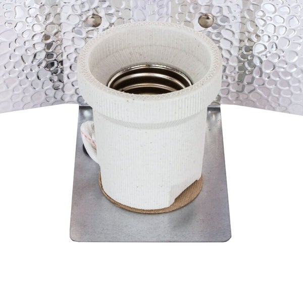 Hammerschlag Reflektor 47x47 cm – 95 % Lichtreflexion – Für Natriumdampflampen, Energiesparlampen & MH – Mit E40 Fassung, hohe Effizienz & gleichmäßige Ausleuchtung