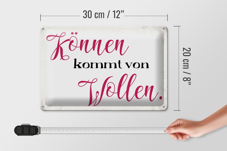 Blechschild Spruch 30x20cm Können kommt von Wollen Schild