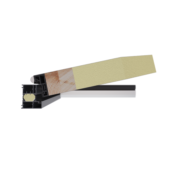 Querschnitt eines Fensterrahmens aus Holz und Aluminium