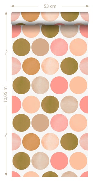 Tapetenrolle mit Punktmuster, 53 cm breit und 10,05 m lang
