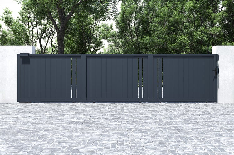 Schiebetor 6m GIONA H.140 graues Aluminium