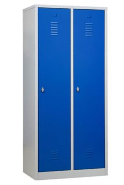 PROREGAL Garderobenspind Camel 2-Fach Mit Pro-Aufteilung HxBxT 180 x 80 x 50 cm Vorhängeschloss Grau-Blau