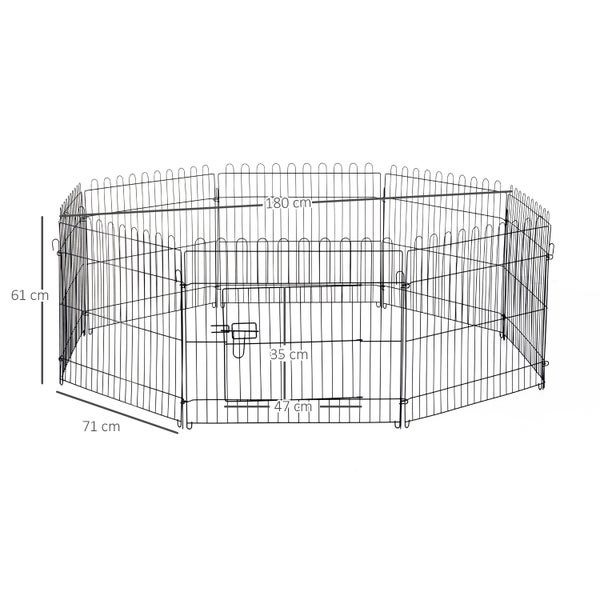 PawHut Welpenauslauf, 180B × 180T × 61H cm, Stahldraht, Schwarz
