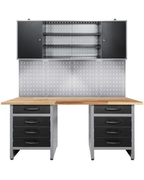 Ondis24 Werkstatt Set Bernd 160 cm mit Sitzraum LED, Werkstatteinrichtung, Werkbank