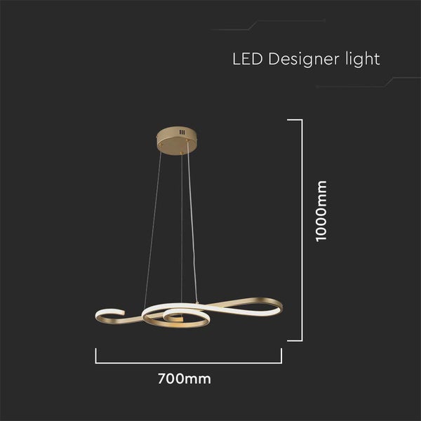 LED-Designleuchte mit einer Länge von 700 mm und einer Höhe von 1000 mm.