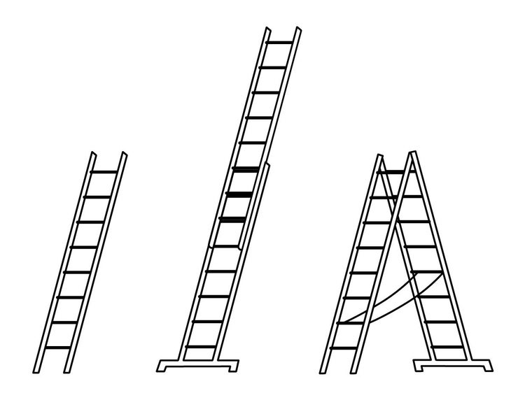 Illustration von drei Leitern in verschiedenen Ausführungen