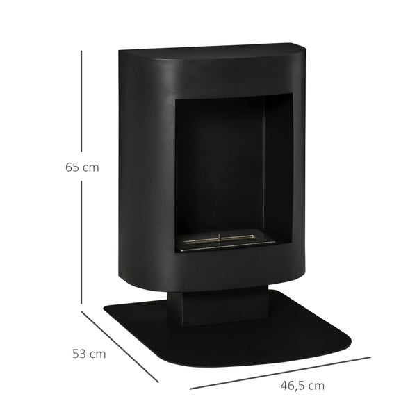 HOMCOM, Ethanol-Kamin, Bio-Ethanol-Brenner, 46,5B x 53T x 65H cm, Stahl, Schwarz