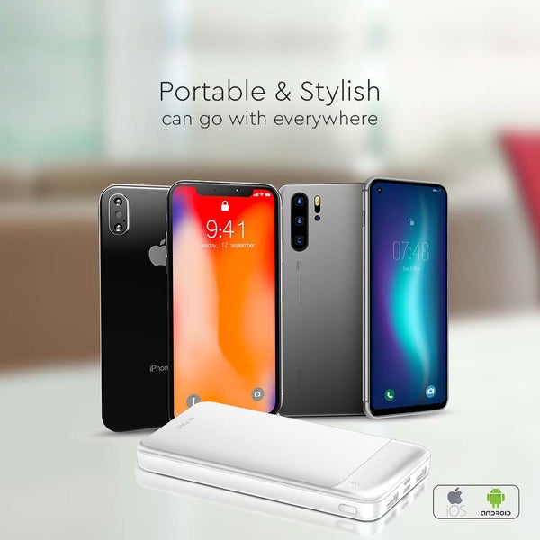 Weißer Akku-Pack zum Aufladen von Smartphones