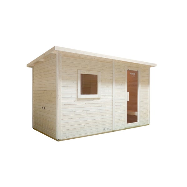 Home Deluxe - Outdoor Saunahaus TALO XL - für 5 Personen, inkl. Vorraum - Maße: 400 x 217 x 221 cm, Holz: Fichtenholz - inkl. Saunaofen und Saunazubehör I Gartensauna, Außensauna, Sauna