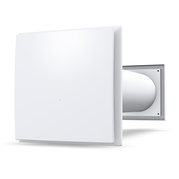 Quadratischer, weisser Wandlüfter zur Belüftung von Räumen