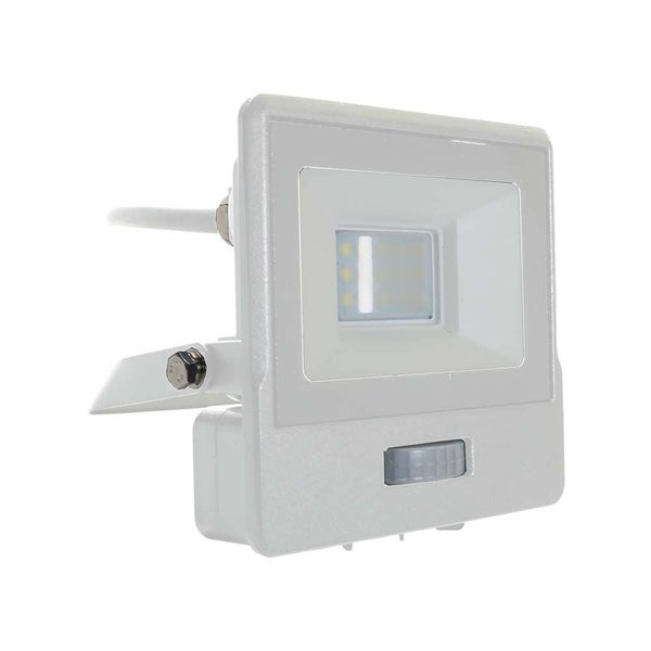 V-TAC VT-118S-1-W - LED-Flutlichtstrahler mit PIR-Sensor - Samsung - IP65 - Weiß - 10W - 735 Lumen -