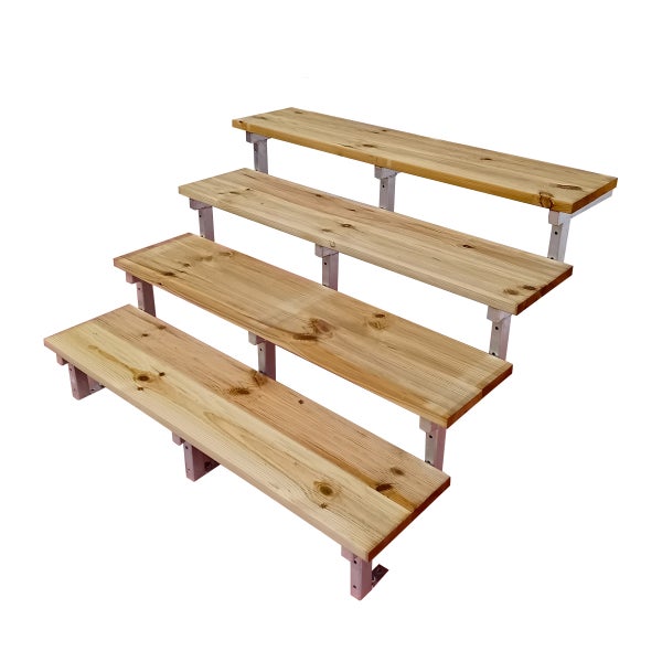 OSLO - Außentreppe, Gartentreppe, Terrassentreppe  Stahl H71cm 4 Stufen Holz KDI Breite 160cm