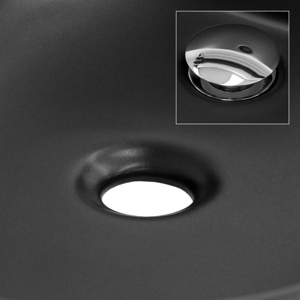ML-Design Waschbecken aus Keramik Schwarz 605x385x140 mm mit Ablaufgarnitur, Abgerundeten Ecken, Aufsatzwaschbecken, Moderne Waschtisch, Waschschale Waschplatz Handwaschbecken, für Badezimmer/Gäste-WC