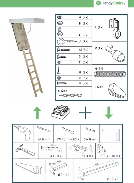 HandyStairs dachbodentreppe „Profi+“ – Bodenleiterkastengröße 110 x 70 cm – Höhe 315 cm – U-Wert 1,26 W/m²