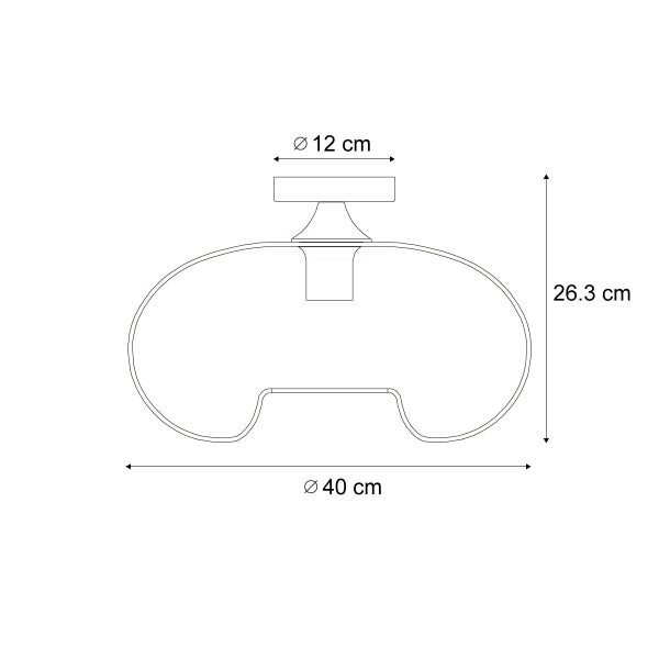 Technische Zeichnung einer Deckenleuchte mit den Maßen 12, 26,3 und 40 Zentimeter.