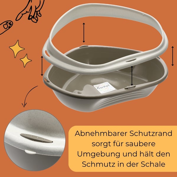 GarPet Katzenklo Ecke Eck Katzentoilette mit Rand ohne Deckel offen grau Katzen WC Ecktoilette