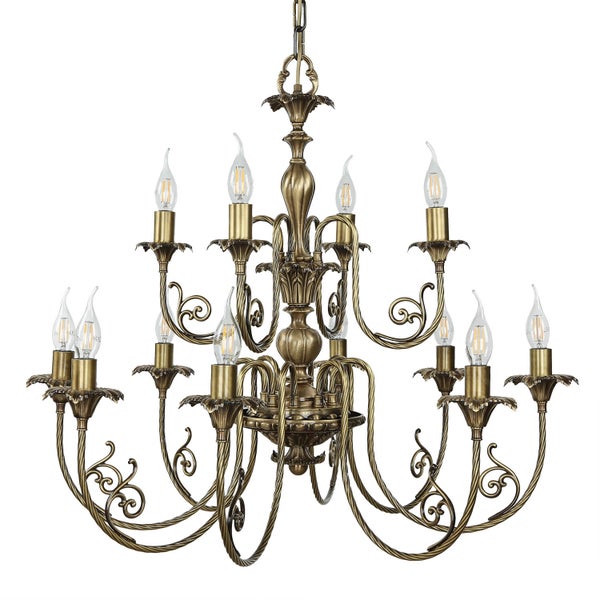 Kronleuchter mit zwölf Leuchten im klassischen Design