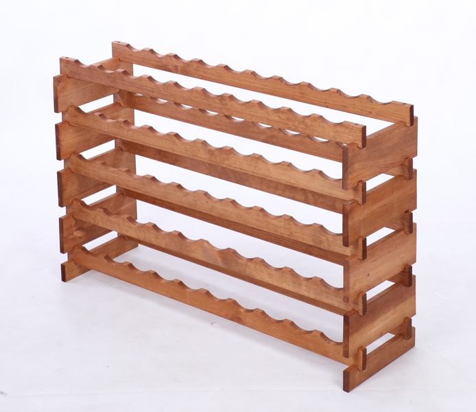 Weinregal VINOTECA FLEX PRO HxBxT 65x103x28cm 50 Flaschen auf 5 Ebene Massives Kiefernholz Braun geölt