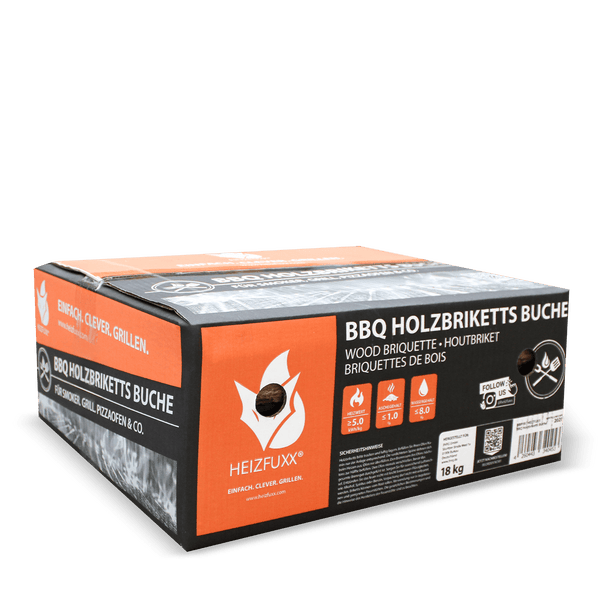 BBQ Holzbriketts Buche in einer 18 Kilogramm Verpackung.
