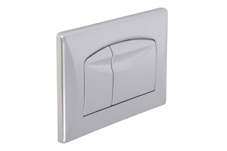 Betätigungsplatte für die Toilette mit Zwei-Mengen-Spülung, rechteckig, silber matt.