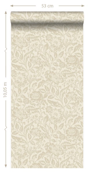 Tapetenrolle mit Blumenmuster, 53 cm breit und 10,05 m lang