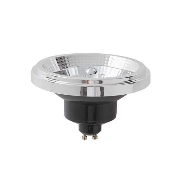 GU10 LED Reflektorlampe mit verchromtem Rand und schwarzem Sockel
