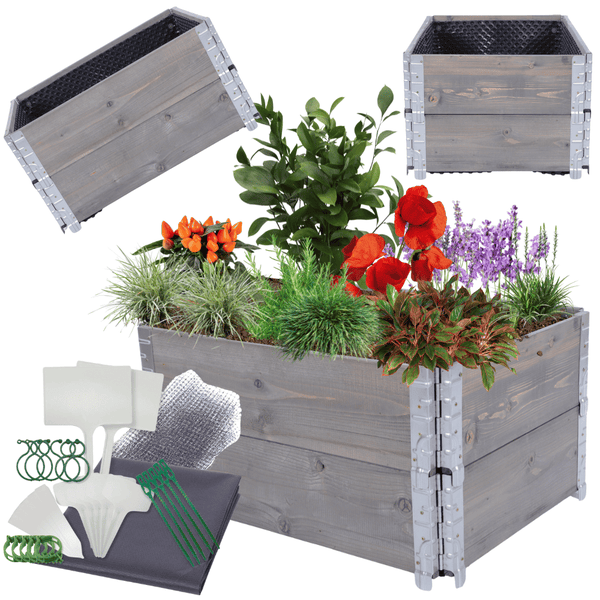 Hochbeetkisten GuardBox HxBxT 40x80x60 cm 2 Ebeneninkl. Luftpolsterfolie Grau