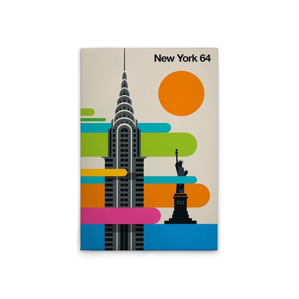New York 64 Wandbild mit Abbildungen des Chrysler Buildings und der Freiheitsstatue