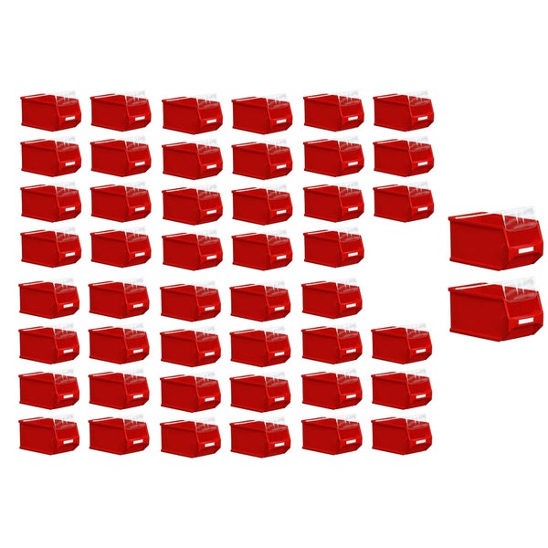 PROREGAL SuperSparSet 48 x Rote Sichtlagerbox 3.0 Mit Abdeckung HxBxT 12,5 x 14,5 x 23,5 cm 2,8 Liter Sichtlagerbehälter Sichtlagerkasten