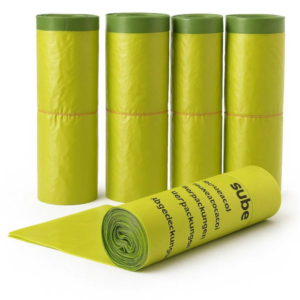 Gelbe Müllbeutelrollen in einer Packung